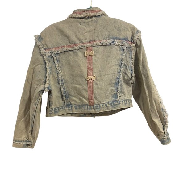 Vintage Furrina Cropped Lightwash Denim Jacket Size L - Picture 7 of 12